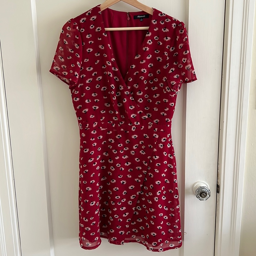 Madewell red floral short dress